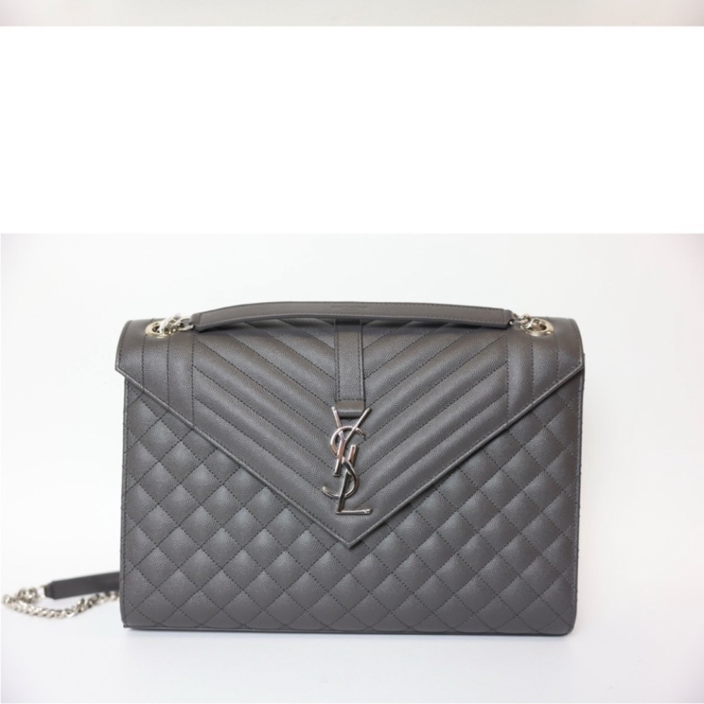 YSL Saint Laurent Large Envelope quilted crossbody shoulder bag like new.